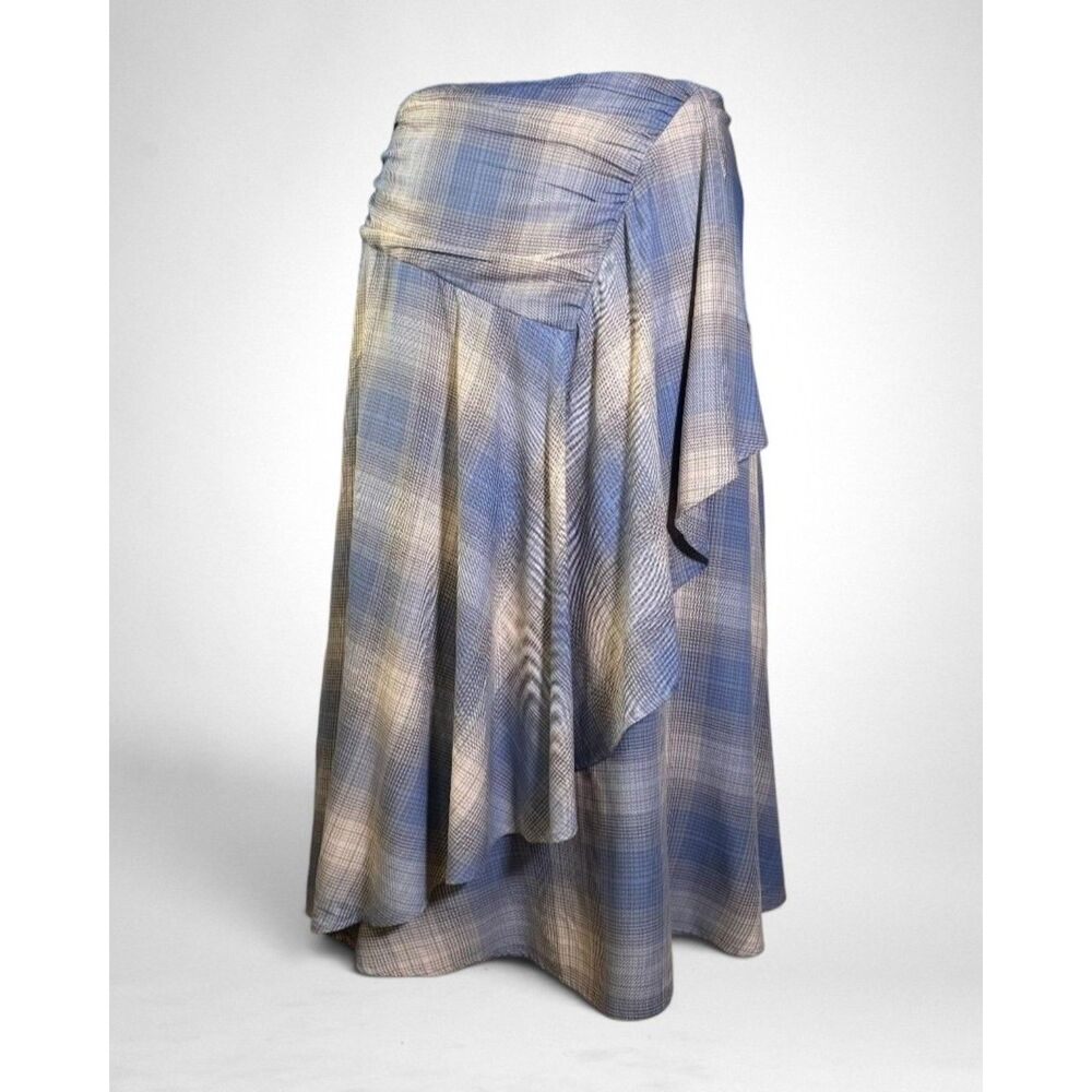 Me by Jennie Garth, Plus Ynez Woven Blue Plaid Midi Skirt, NEW! Size 1X